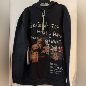 Reason, clothing round skull flower, graphic love hate pullover hoodie, 2XL